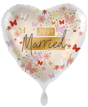 Folienballon - Just Married, Schmetterlinge - ø 43cm
